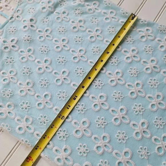 Jennifer Lopez Tank Top White Aqua Blue Back Button Keyhole Eyelet Sleeveless XS - Picture 8 of 12